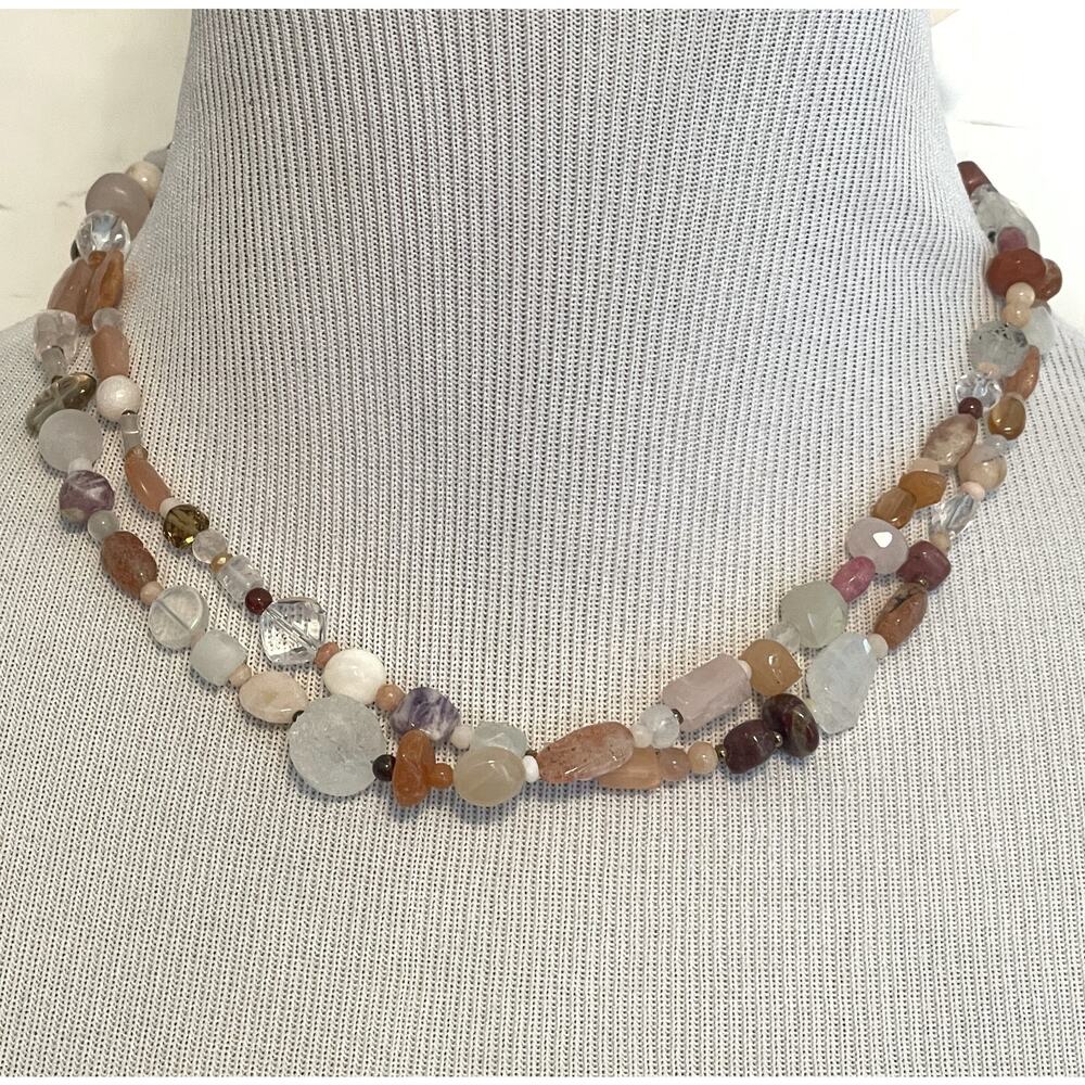 Peyote Bird NEW Beaded Necklace Brown Multicolor Silver Gemstones Sundance